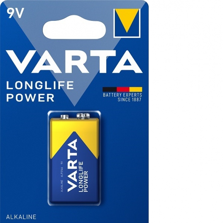 Imagine Baterie alkalina 9V LongLife Power, Varta