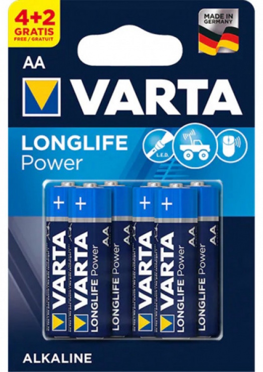 Imagine Set 4+2 baterii VARTA LONGLIFE POWER AA LR6 MN1500