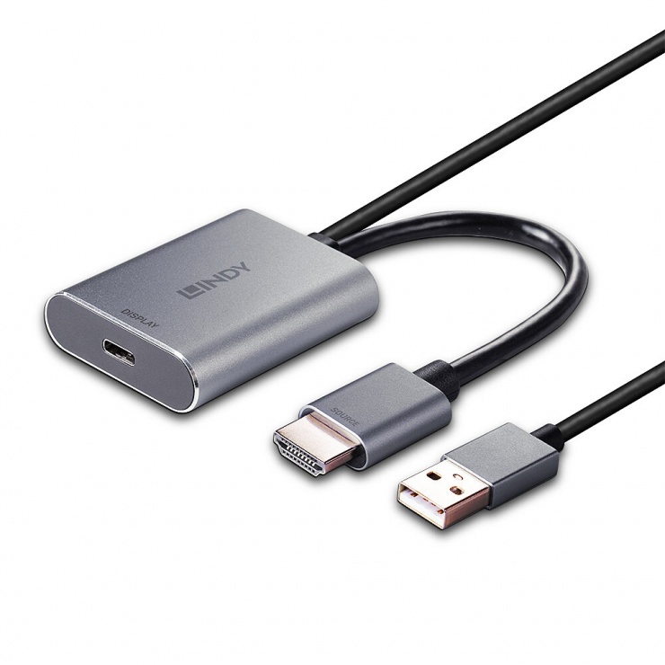 Imagine Convertor HDMI la USB type C 4K60Hz cu alimentare T-M, Lindy L43347