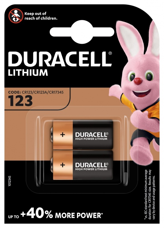 Imagine Set 2 buc baterie CR123 3V Lithium, Duracell