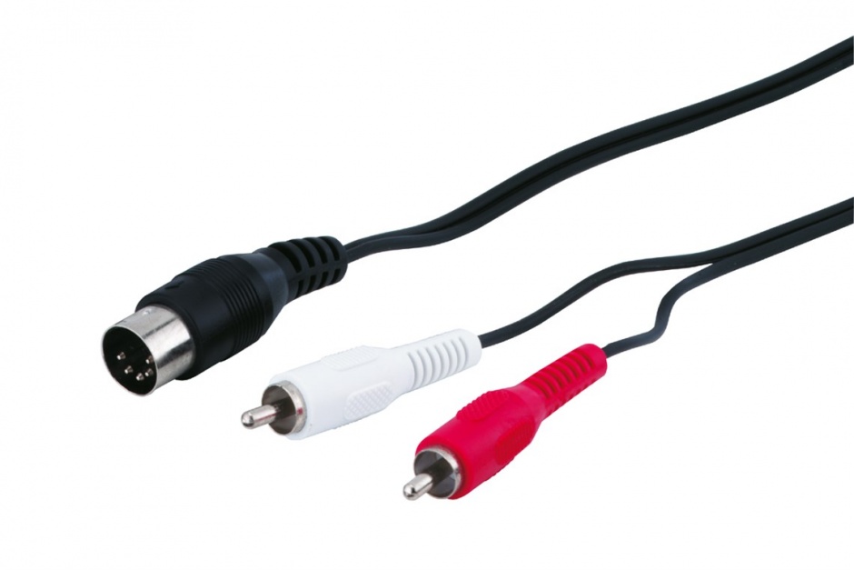 Imagine Cablu DIN 5 pini la 2 x RCA T-T 1.5m. Goobay G50014