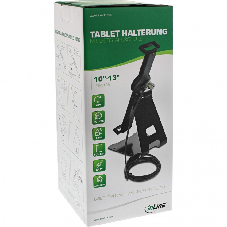 Imagine Suport pentru tableta 10" - 13" cu cablu de securitate/antifurt, InLine IL55727S