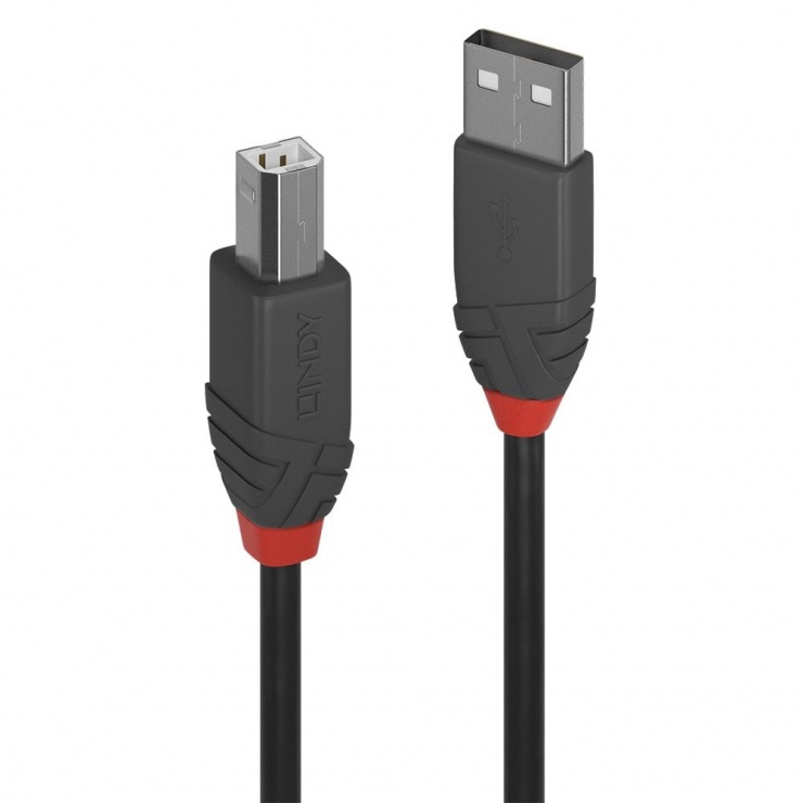 Imagine Cablu de imprimanta USB A la tip B 5m Negru Anthra Line, Lindy L36675