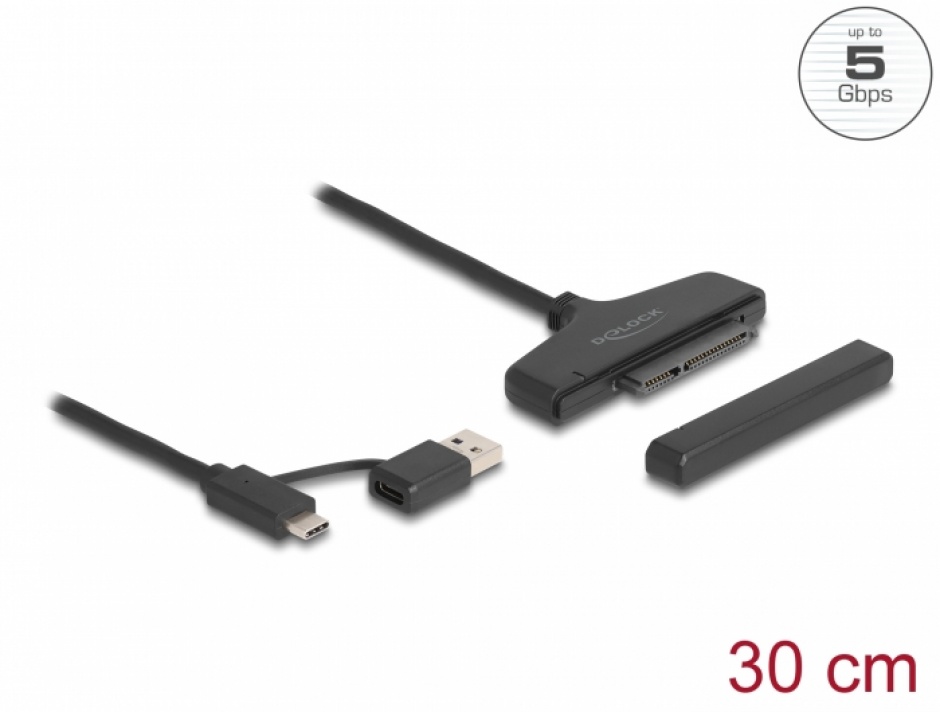 Imagine Adaptor USB type C/USB-A la HDD/SSD SATA 2.5", Delock 61042