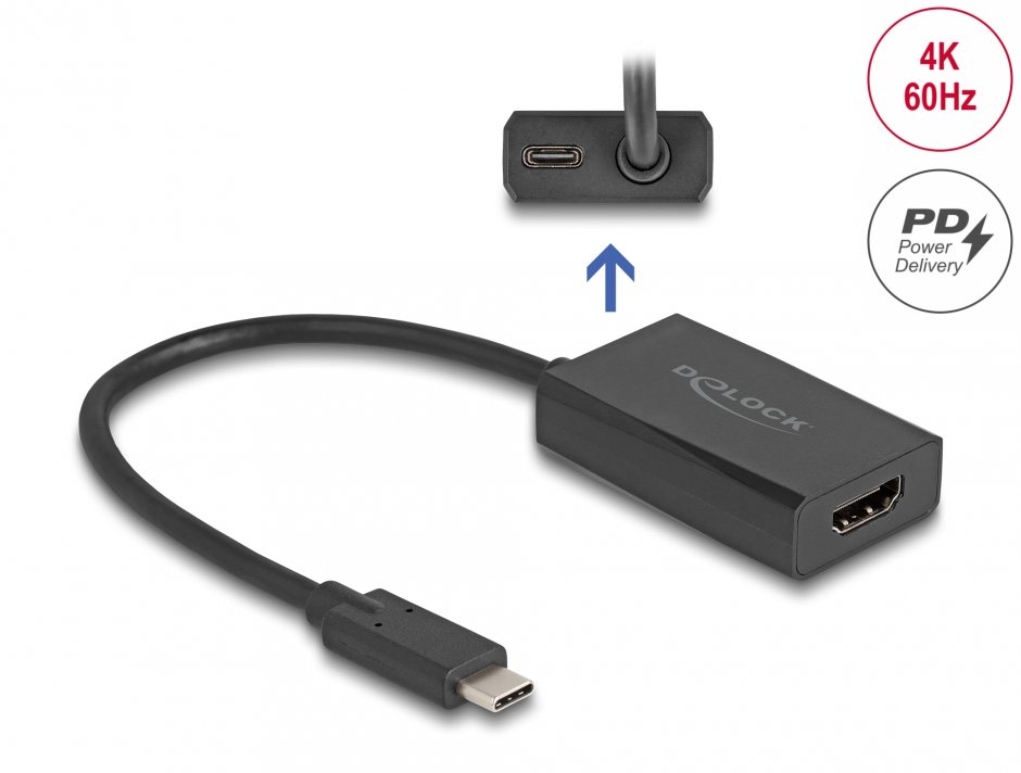 Imagine Adaptor HDMI la USB type C (DP Alt Mode) 4K60Hz PD 100W M-T, Delock 61058