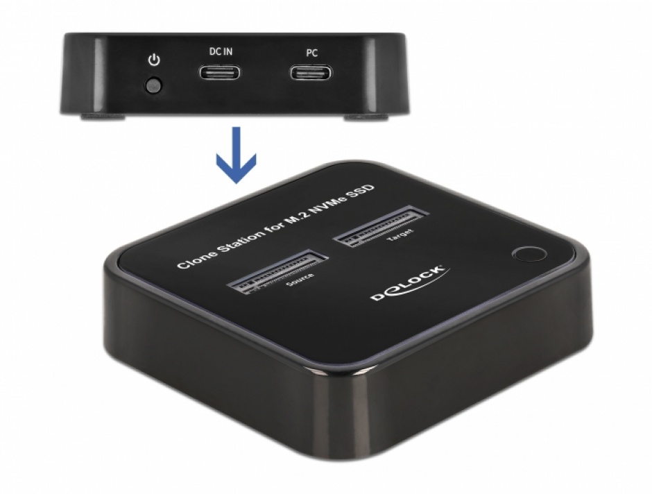 Imagine Docking station USB 3.2-C Gen 2 pentru 2 x M.2 NVMe PCIe SSD cu functie de clona, Delock 64177