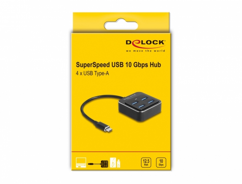 Imagine Hub USB USB 3.2 Gen2 type C la 4 x USB-A, Delock 64191