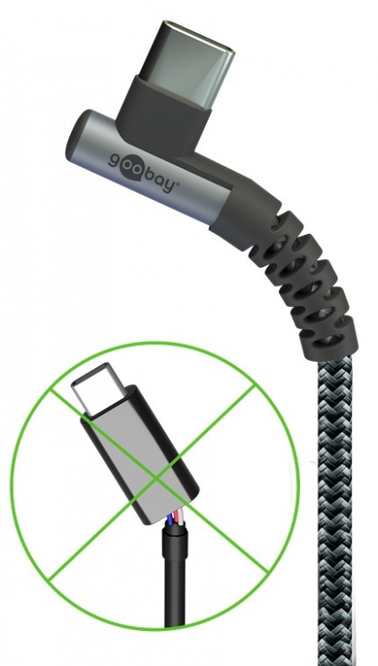 Imagine Cablu USB-A 2.0 la USB type C unghi 90 grade 60W T-T 1m, Goobay G64656