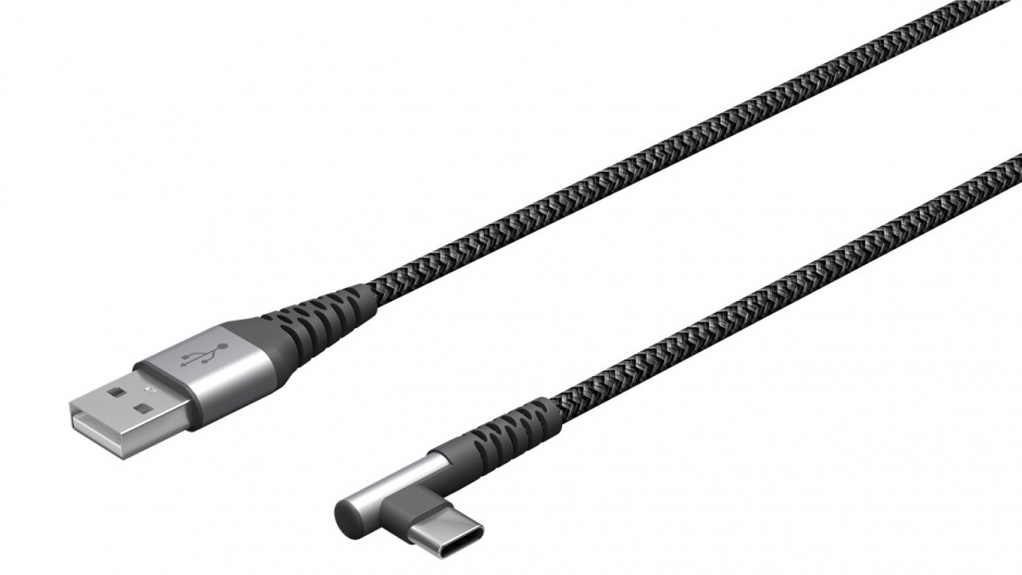 Imagine Cablu USB-A 2.0 la USB type C unghi 90 grade 60W T-T 2m, Goobay G64657