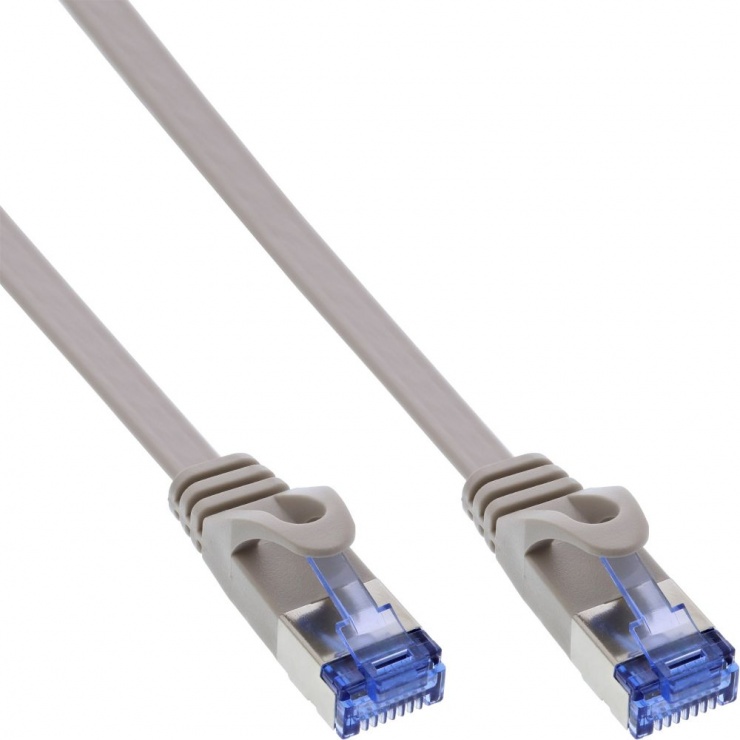 Imagine Cablu de retea RJ45 flat FTP Cat.6A 10m Gri, InLine IL71800