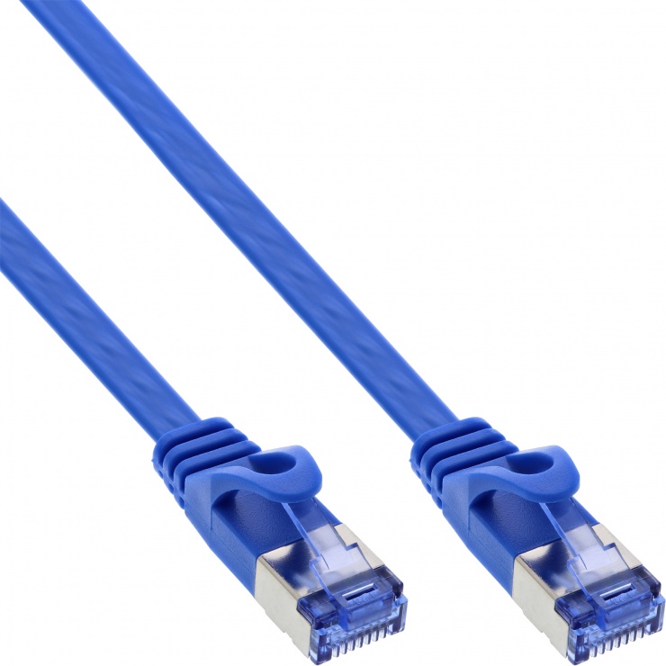 Imagine Cablu de retea RJ45 flat FTP Cat.6A 10m Albastru, InLine IL71800B