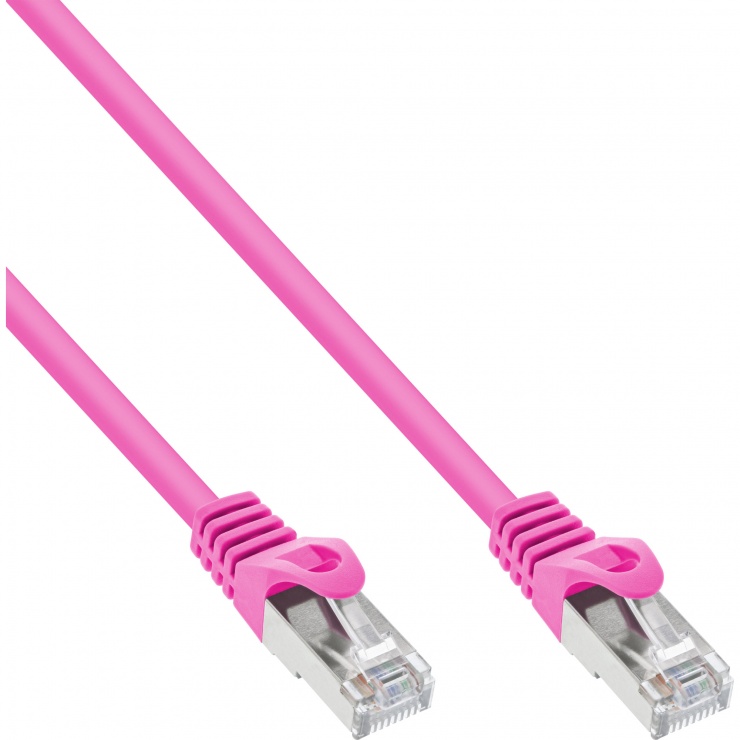 Imagine Cablu de retea RJ45 S/FTP Cat.5e 0.25m Roz, InLine IL72522M