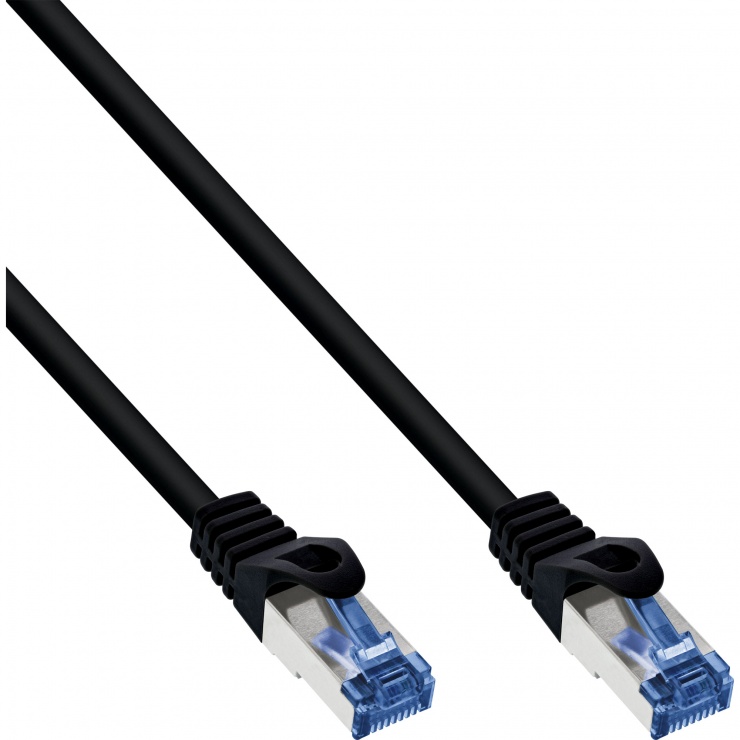 Imagine Cablu de retea RJ45 de exterior SFTP Cat.6A 5m Negru, InLine IL72805S