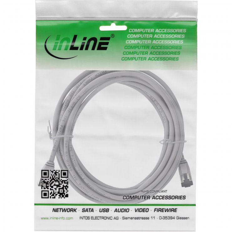 Imagine Cablu de retea RJ45 FTP Cat8.1 LSOH 10m Gri, InLine IL75300