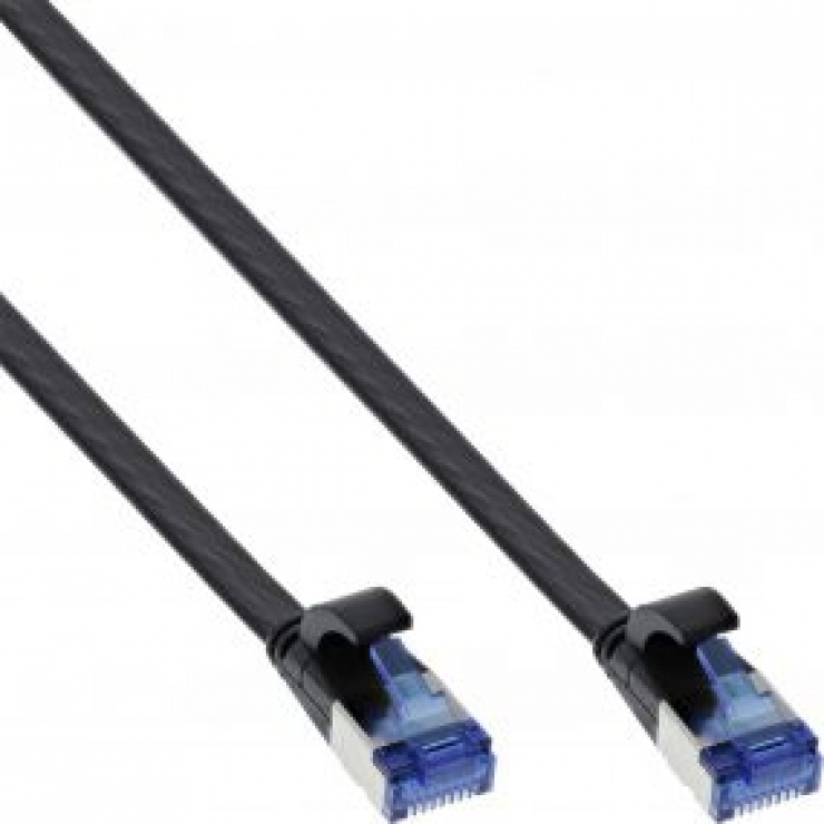 Imagine Cablu de retea RJ45 flat FTP Cat.6A 15m Negru, InLine IL75715S