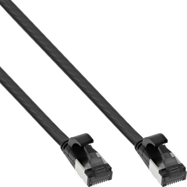 Imagine Cablu de retea RJ45 flat FTP Cat.8.1 3m Negru, InLine IL75803S
