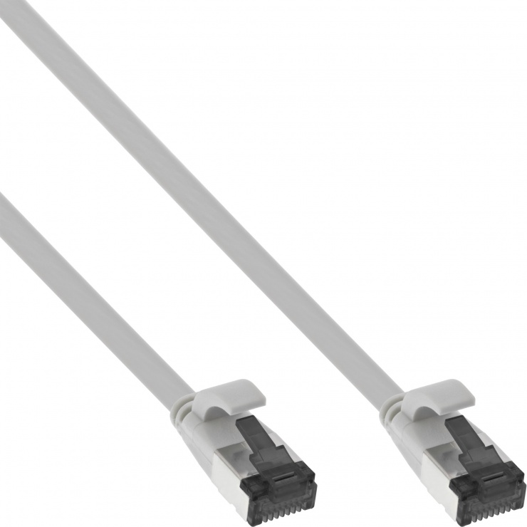 Imagine Cablu de retea RJ45 flat FTP Cat.8.1 5m Gri, InLine IL75805