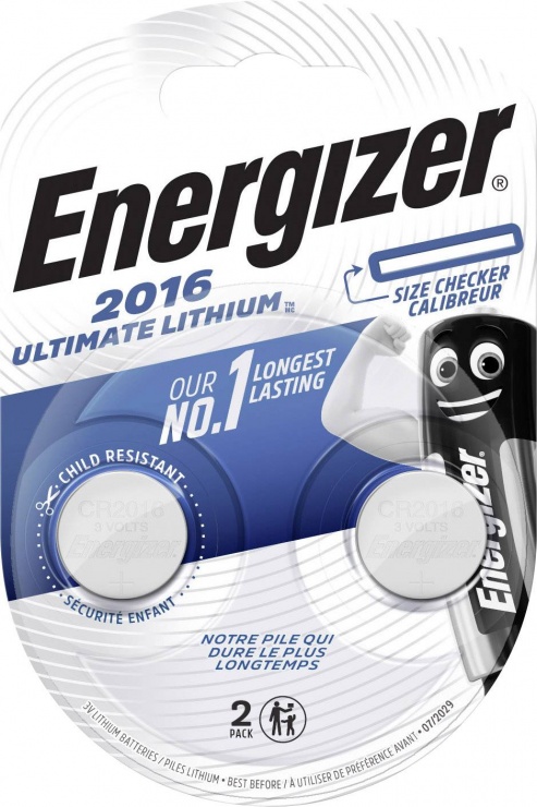 Imagine Set 2 buc baterie CR2016 Ultimate Lithium, Energizer E301319500