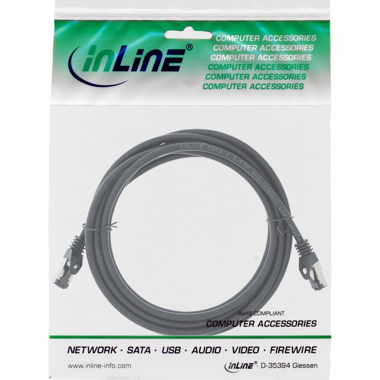 Imagine Cablu de retea RJ45 S/FTP PiMF Cat.8.1 LSOH 2m negru, InLine IL78802S