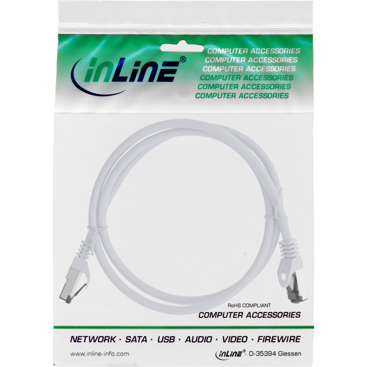 Imagine Cablu de retea RJ45 S/FTP PiMF Cat.8.1 LSOH 1m Alb, InLine IL78801W