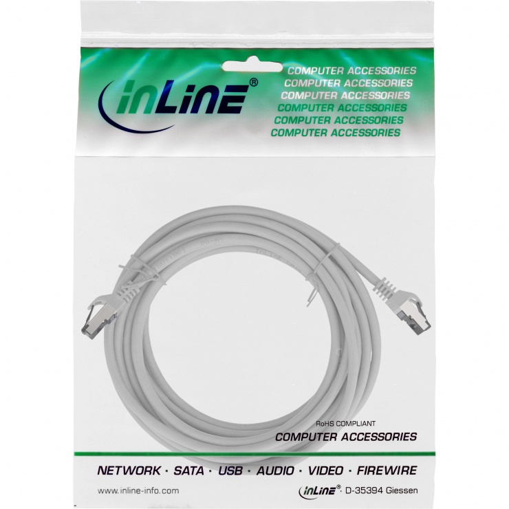 Imagine Cablu de retea RJ45 S/FTP PiMF Cat.8.1 LSOH 10m Gri, InLine IL78800