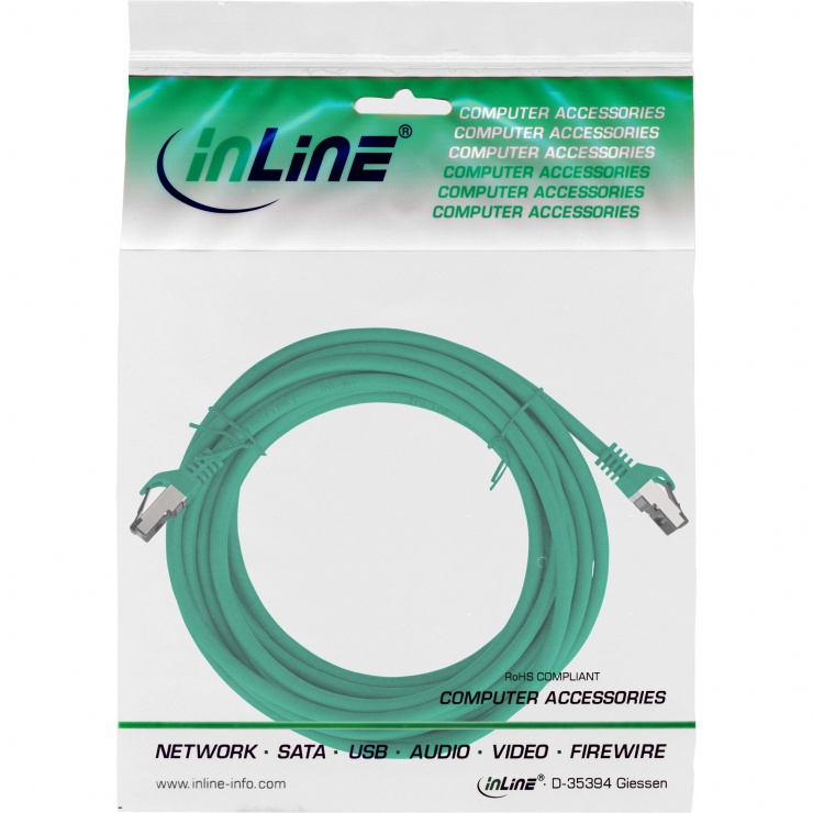 Imagine Cablu de retea RJ45 S/FTP PiMF Cat.8.1 LSOH 5m Verde, InLine IL78805G