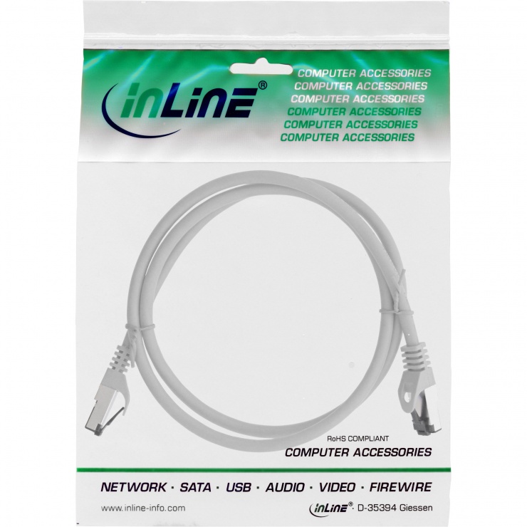Imagine Cablu de retea RJ45 S/FTP PiMF Cat.8.1 LSOH 1m Gri, InLine IL78801