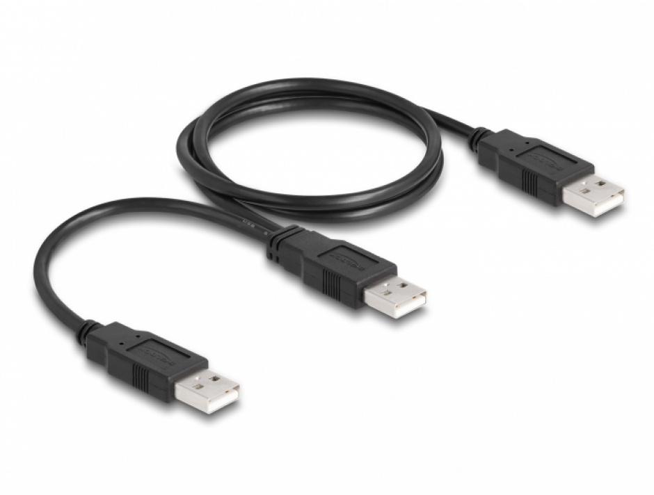 Imagine Cablu Y USB-A 2.0 la 2 x USB-A 70cm, Delock 80000