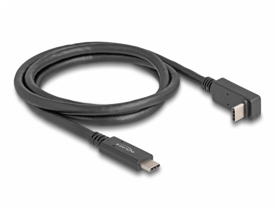 Imagine Cablu USB 3.2 Gen2 type C 4K60Hz/60W unghi sus/jos-drept E-Marker T-T 1m, Delock 80034