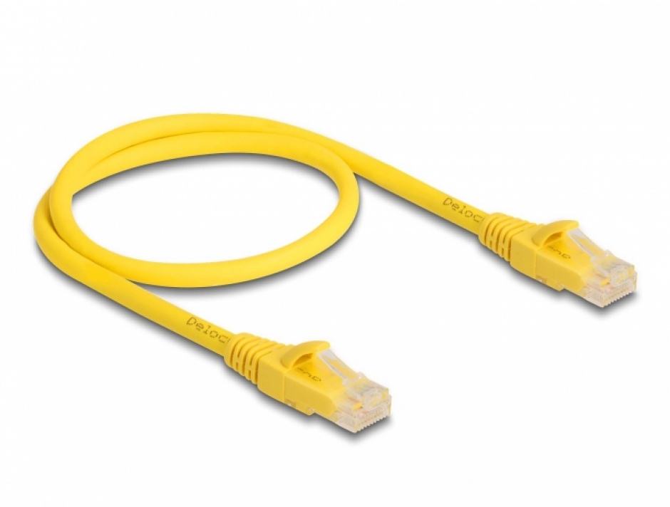 Imagine Cablu de retea RJ45 6A UTP Fast Tracing 0.5m Galben, Delock 80100