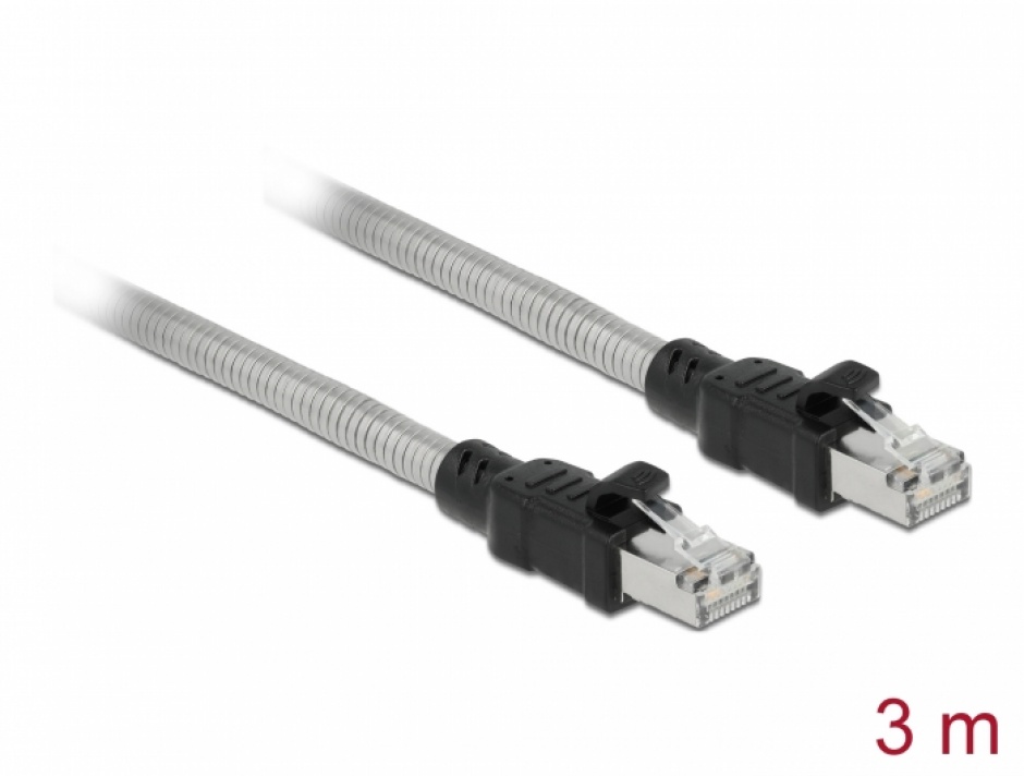 Imagine Cablu de retea RJ45 Cat.6A FTP cu izolatie metalica 3m Negru, Delock 80110