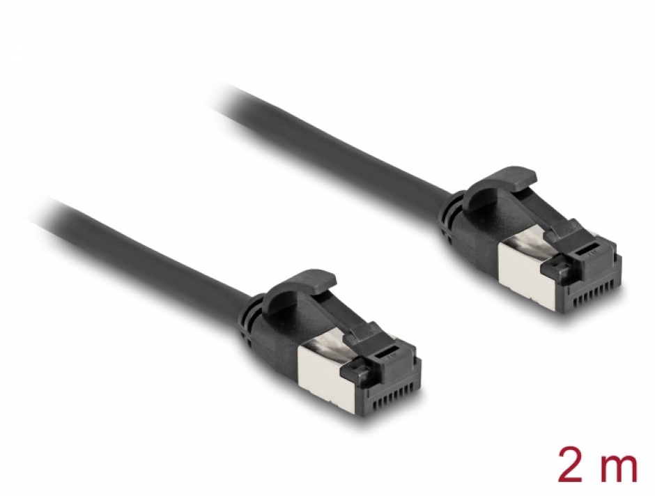 Imagine Cablu de retea RJ45 FTP Cat.8.1 flexibil 2m Negru, Delock 80184