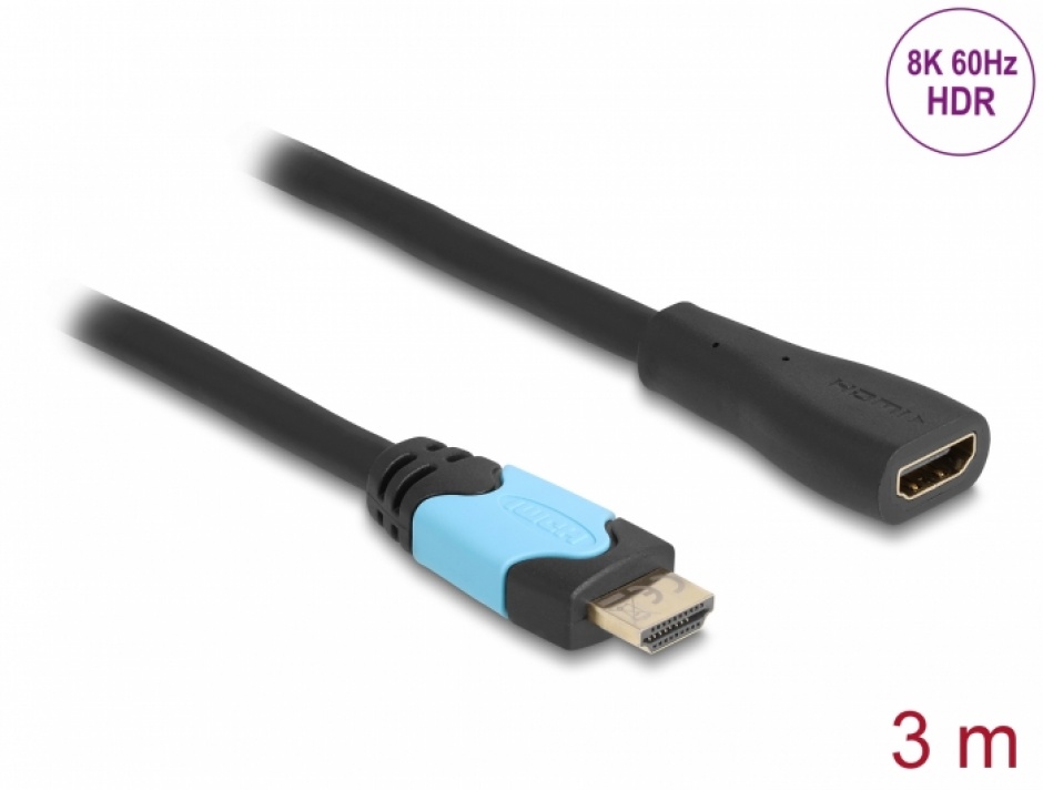 Imagine Cablu prelungitor HDMI High Speed 48Gbps 8K60Hz/4K120Hz T-M 3m , Delock 81999