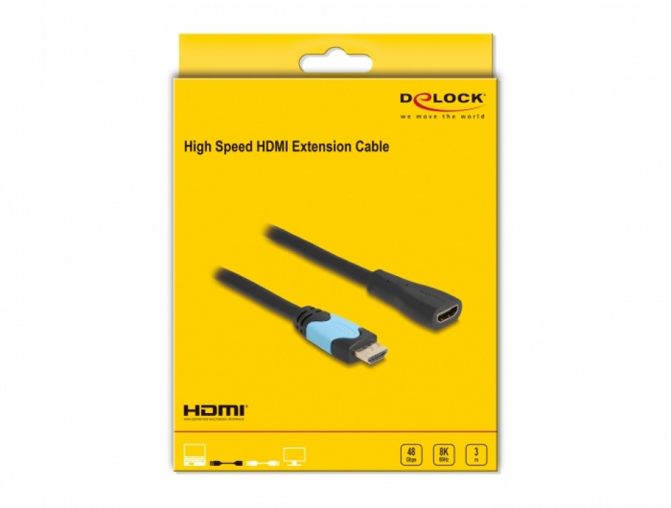 Imagine Cablu prelungitor HDMI High Speed 48Gbps 8K60Hz/4K120Hz T-M 3m , Delock 81999