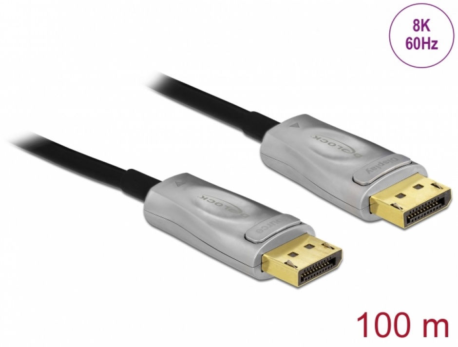 Imagine Cablu DisplayPort activ optic v1.4 8K60Hz/4K144Hz T-T 100m, Delock 84143