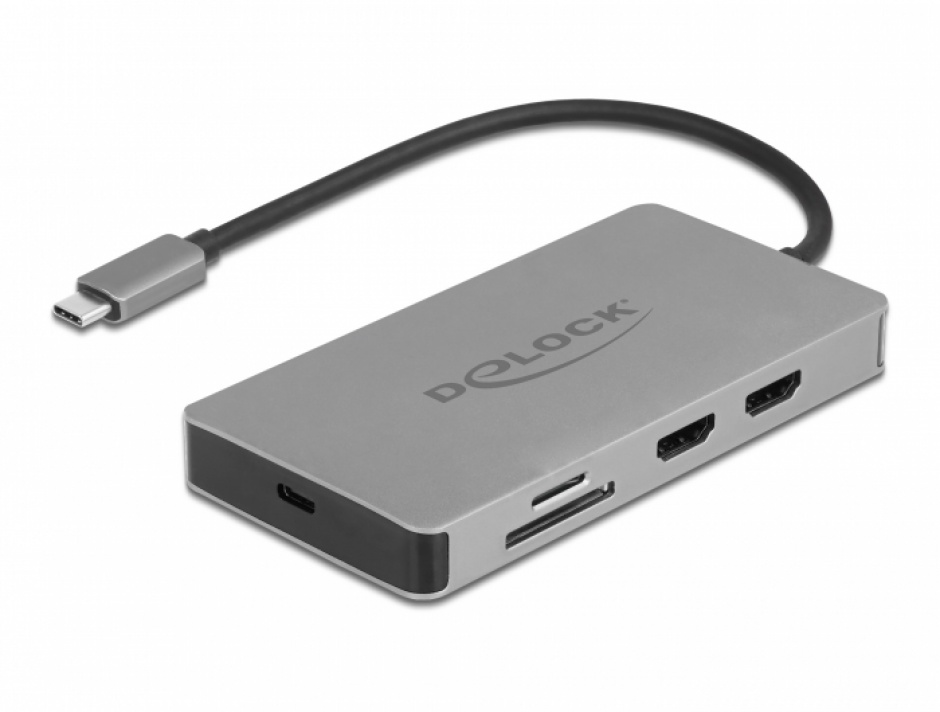 Imagine Docking station USB type C la Dual HDMI MST 4K / USB 3.2 / SD / LAN / PD 3.0, Delock 87004