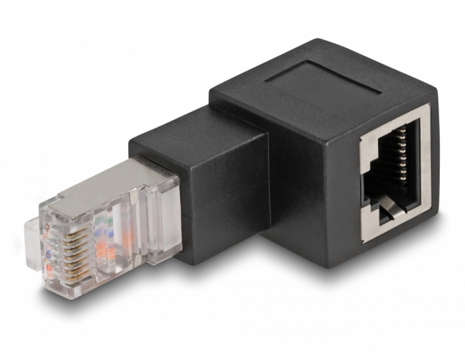 Imagine Adaptor de retea RJ45 Cat.6A in unghi 90 grade jos, Delock 87862