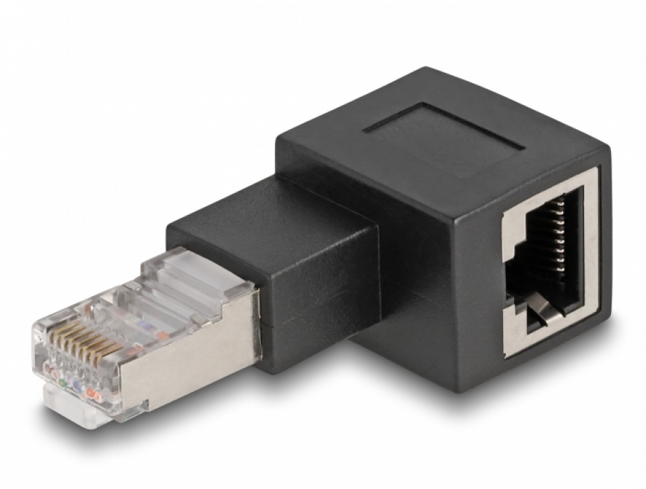 Imagine Adaptor de retea RJ45 Cat.6A in unghi 90 grade stanga, Delock 87863