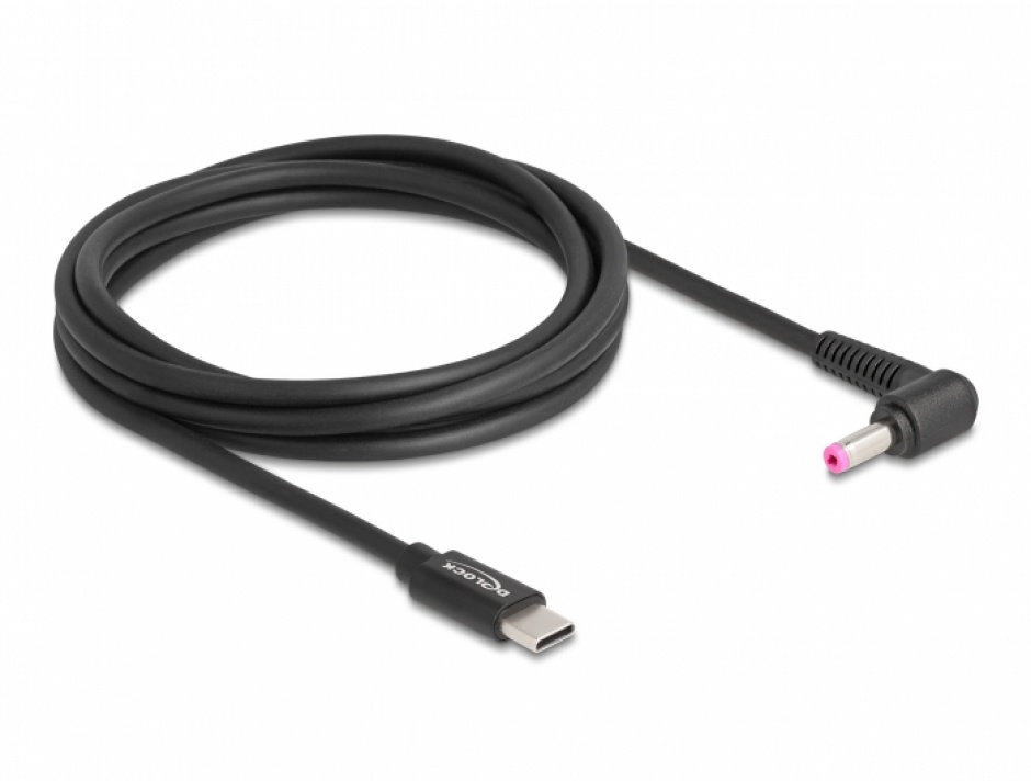 Imagine Cablu de alimentare laptop USB type C la HP 4.8 x 1.7 mm 20V/3A 1.5m, Delock 87973