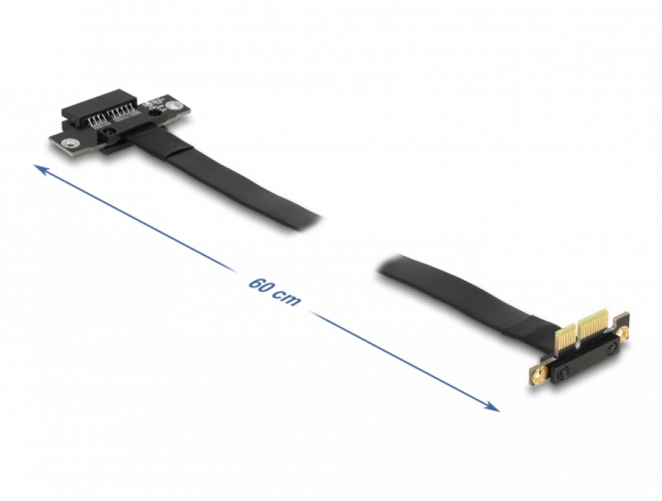 Imagine Riser Card PCI Express x1 la x1 90 grade 60cm, Delock 88024