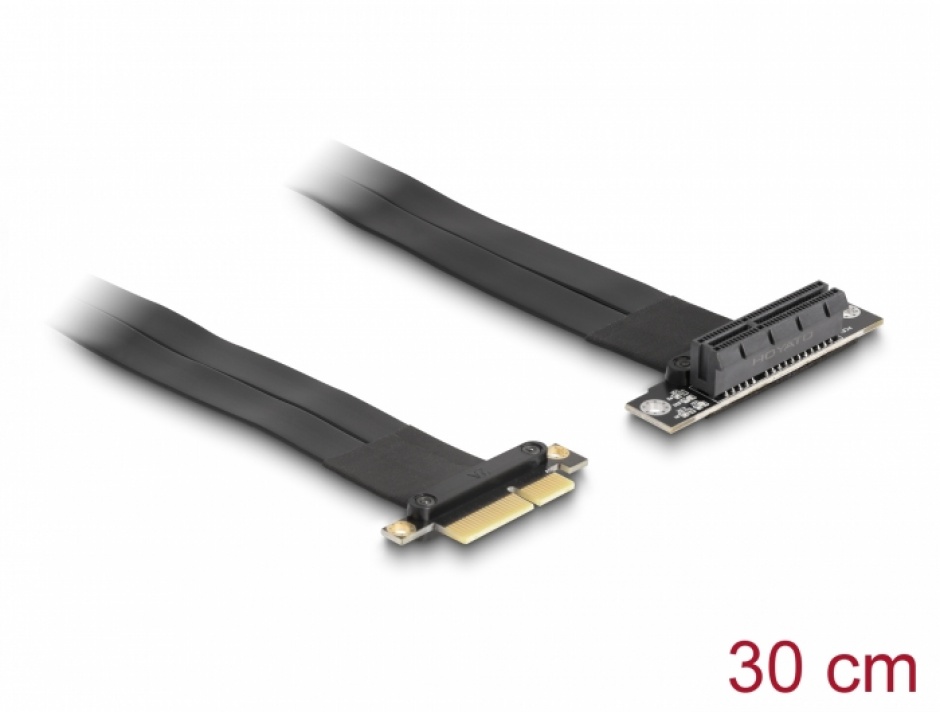 Imagine Riser Card PCI Express x4 la x4 90 grade 30cm, Delock 88025