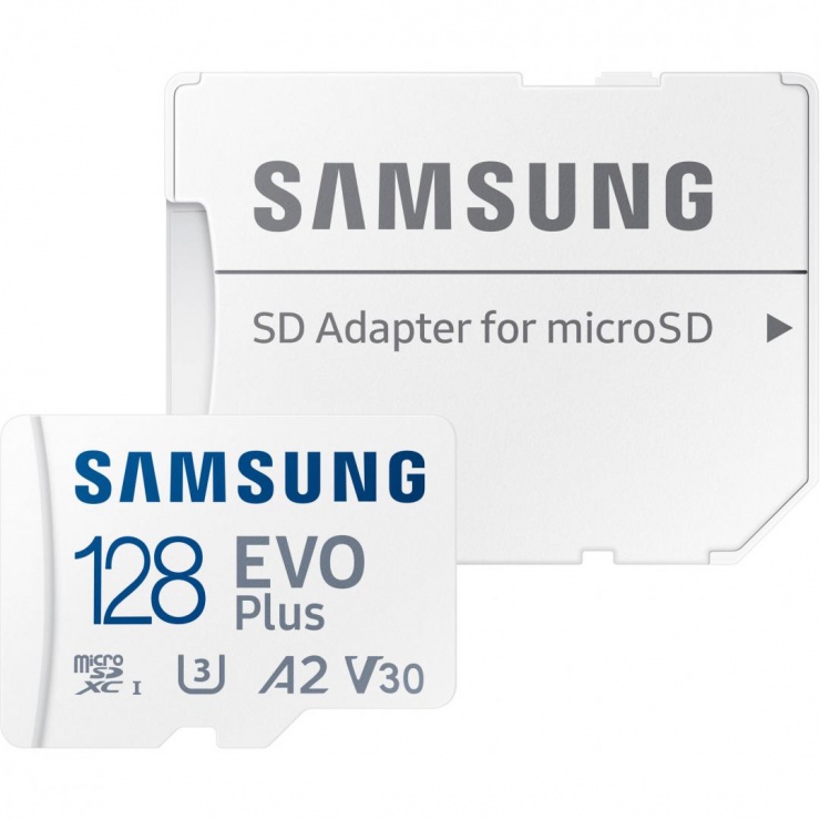 Imagine Card de memorie microSDXC Evo Plus 128GB clasa 10 + adaptor SD, Samsung MB-MC128KA/EU