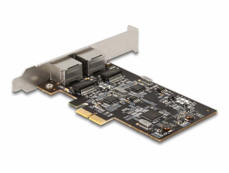 Imagine PCI Express cu 2 x 2.5 Gigabit LAN RJ45 Intel i225V, Delock 89392