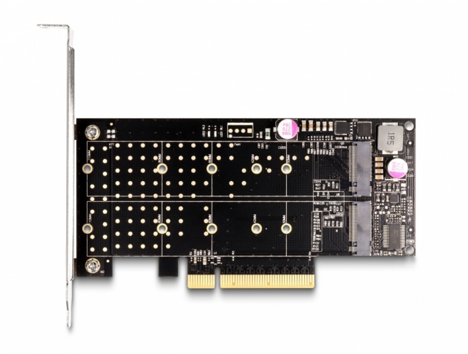 Imagine PCI Express la 2 x NVMe M.2 Key M - Bifurcation - LPFF, Delock 89837