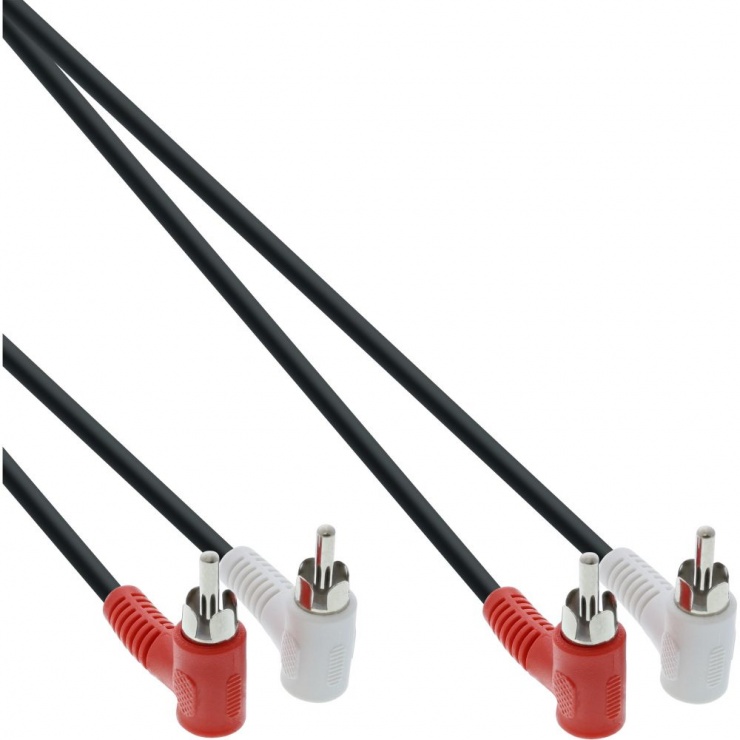 Imagine Cablu audio 2 x RCA la 2 x RCA unghi 90 grade T-T 1.2m, InLine IL89929