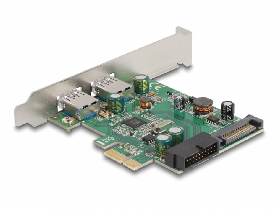 Imagine PCI Express la 2 x USB 3.2 Gen1-A + pin header 19 pini LPFF, Delock 90096