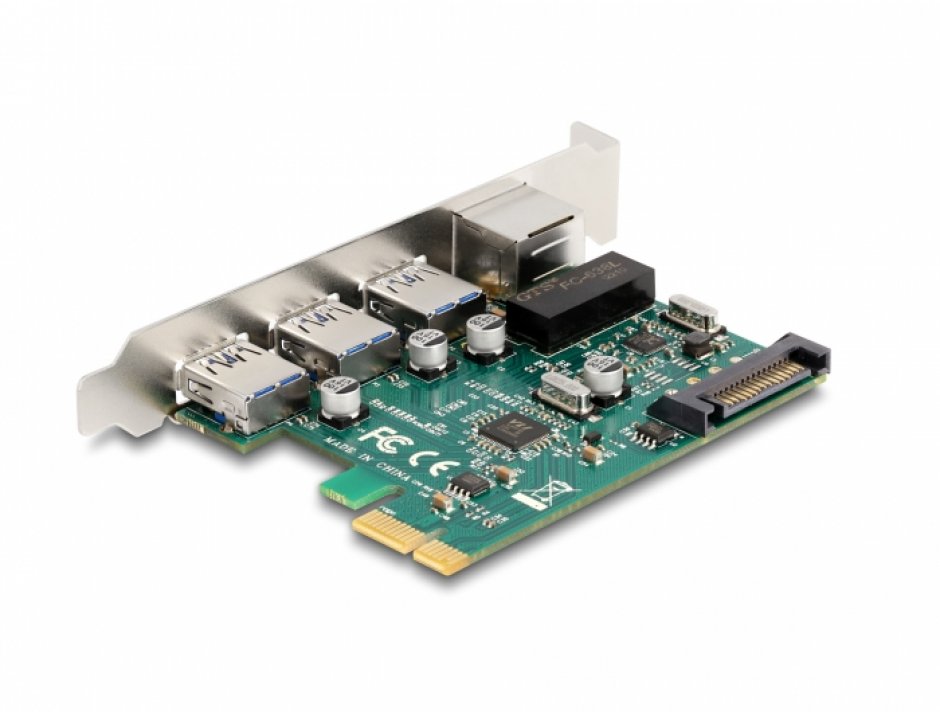 Imagine PCI Express la 3 x USB-A 3.1 + 1 x Gigabit LAN, Delock 90105