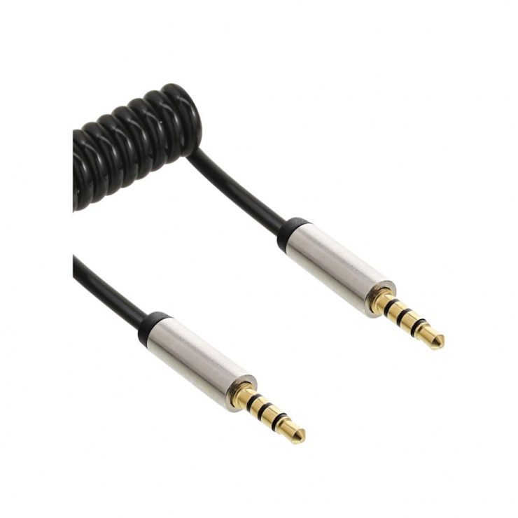 Imagine Cablu audio spiralat jack stereo 3.5mm 4 pini 1m, InLine 99271
