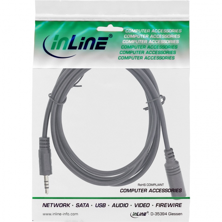 Imagine Cablu audio jack 2.5mm 4 pini la 3.5mm 4 pini T-M 2m, InLine 99308E