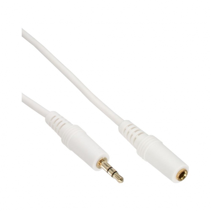 Imagine Cablu prelungitor audio jack stereo 3.5mm 3 pini T-M 10m Alb, InLine 99937W